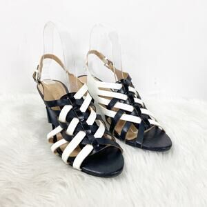 2/$30 Ellen Tracy 7.5 M Womens Black White  Sonoma Cage Slingback Heels